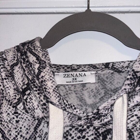 Zenana Size 3x Snake Skin Pattern Long Sleeve Hooded - Picture 3 of 4